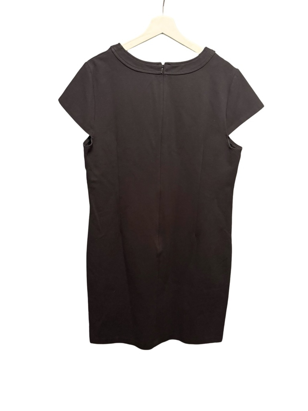 Talbots Black Shift Dress Cap Sleeve Patch Pockets Minimalist Chic LBD Size 16 - Picture 2 of 7